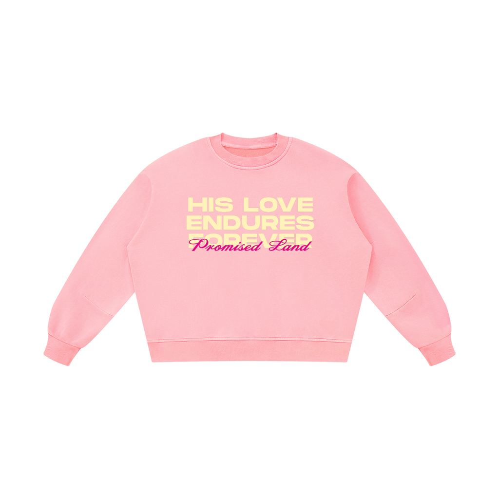 His Love Endures Unisex Boxy Vintage Washed Sweatshirt