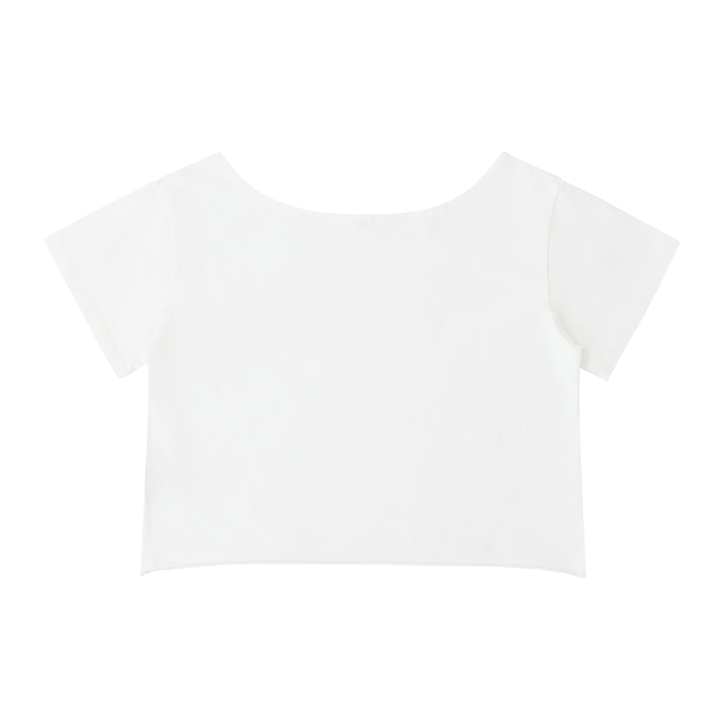 Hands of God Off-Shoulder Rolled Hem Cotton T-Shirt