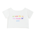 Hands of God Off-Shoulder Rolled Hem Cotton T-Shirt